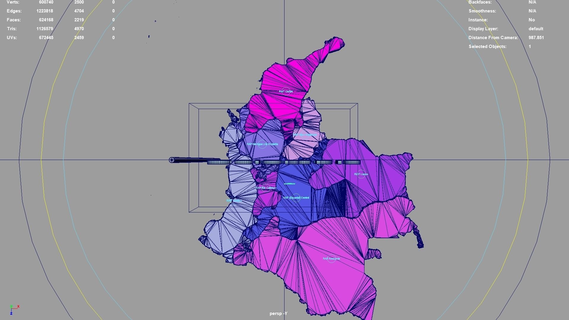 Colombia map region geography political geographic 3D model_5