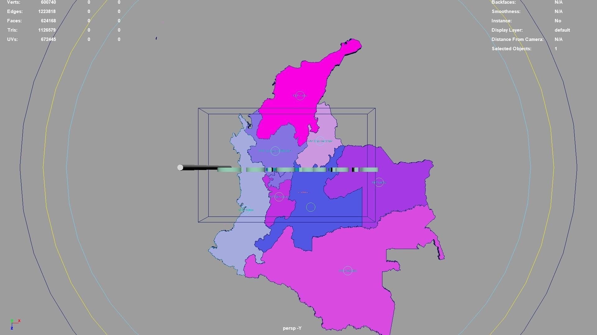 Colombia map region geography political geographic 3D model_2