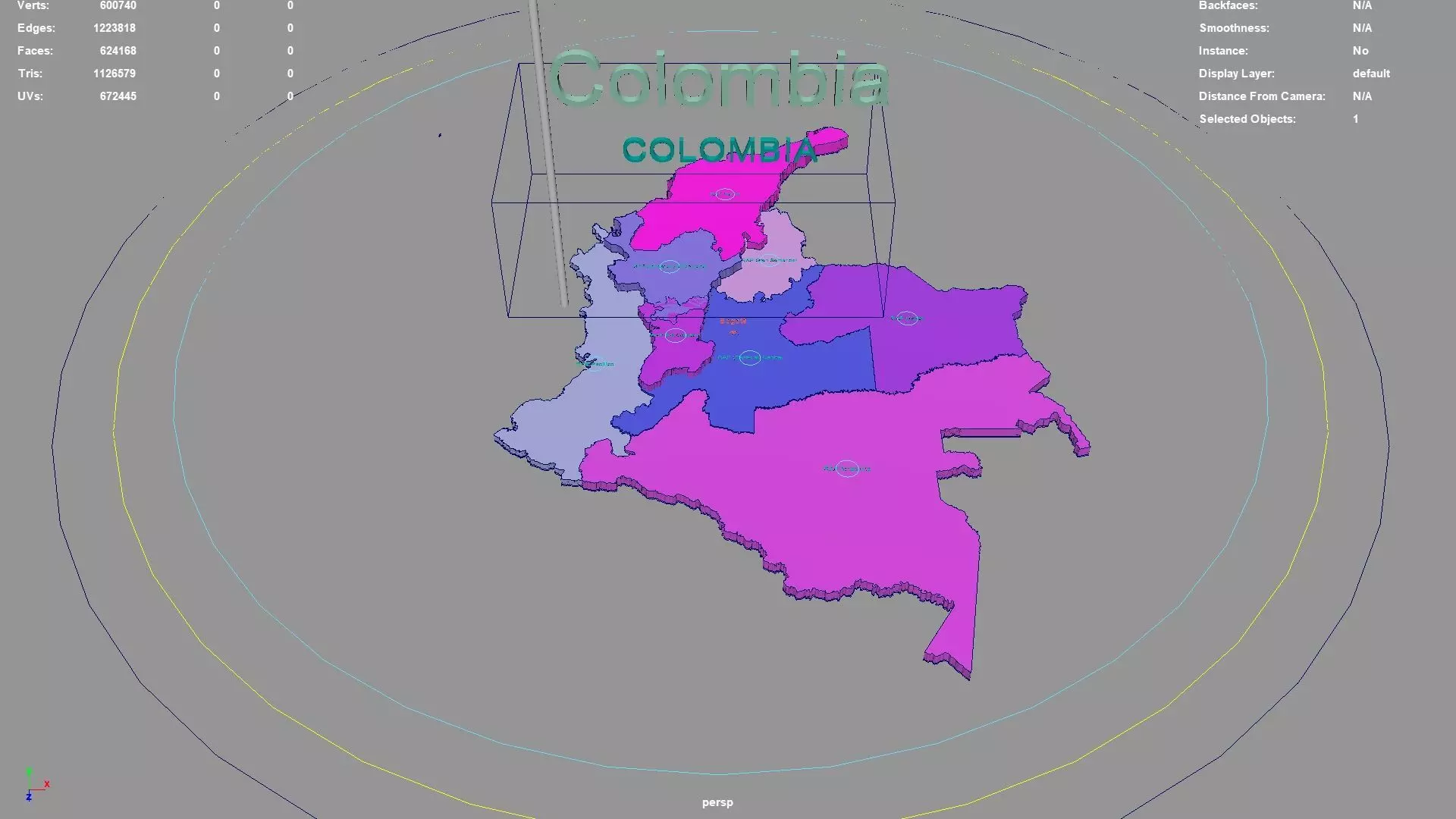 Colombia map region geography political geographic 3D model_0