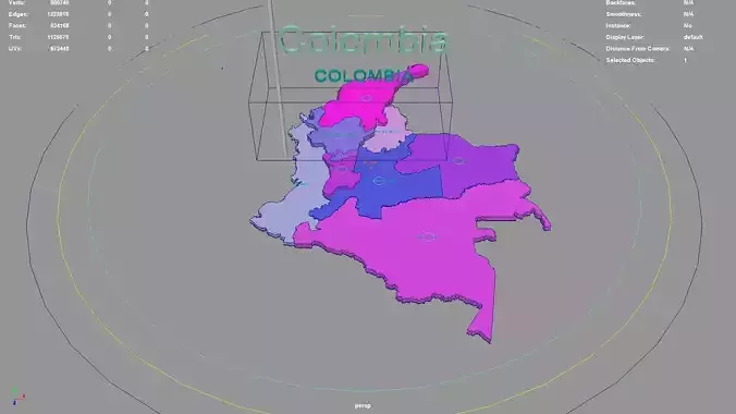 Colombia map region geography political geographic 3D model