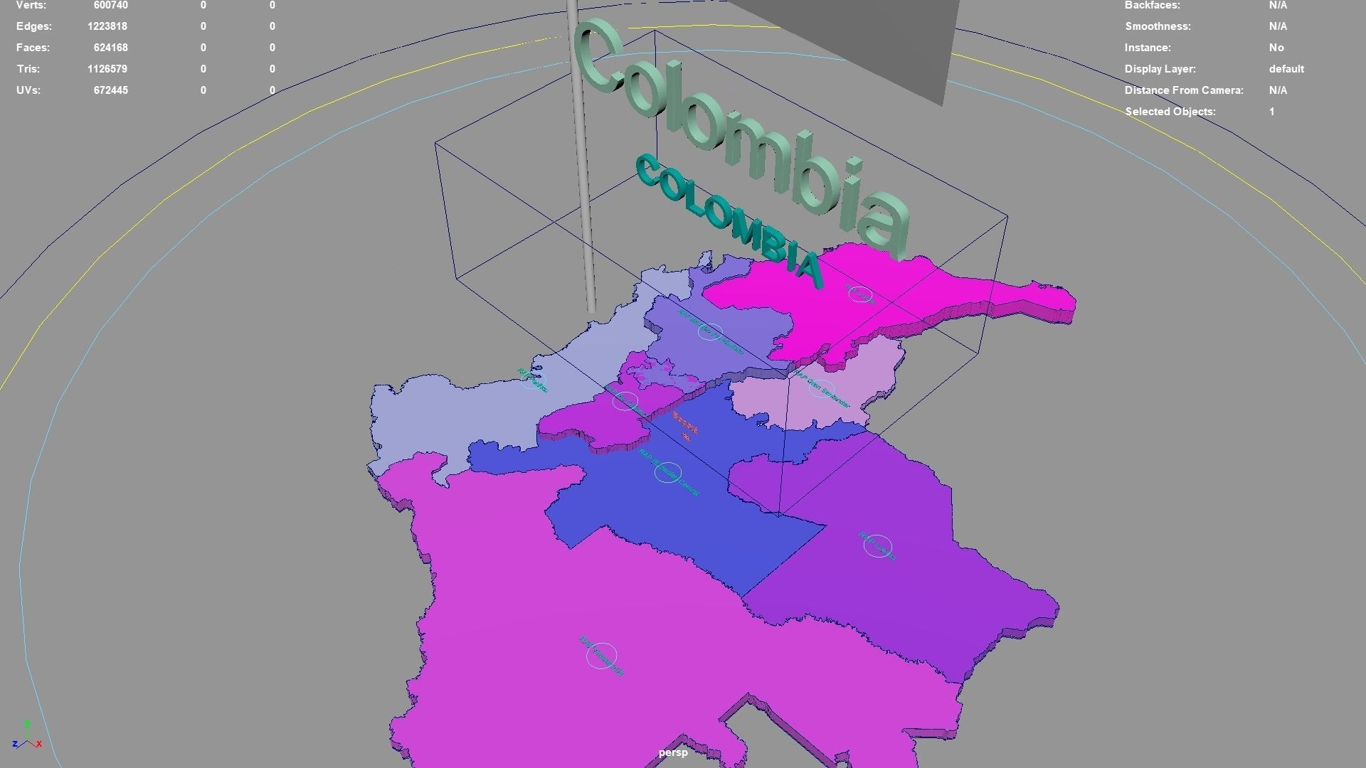 Colombia map region geography political geographic 3D model_3