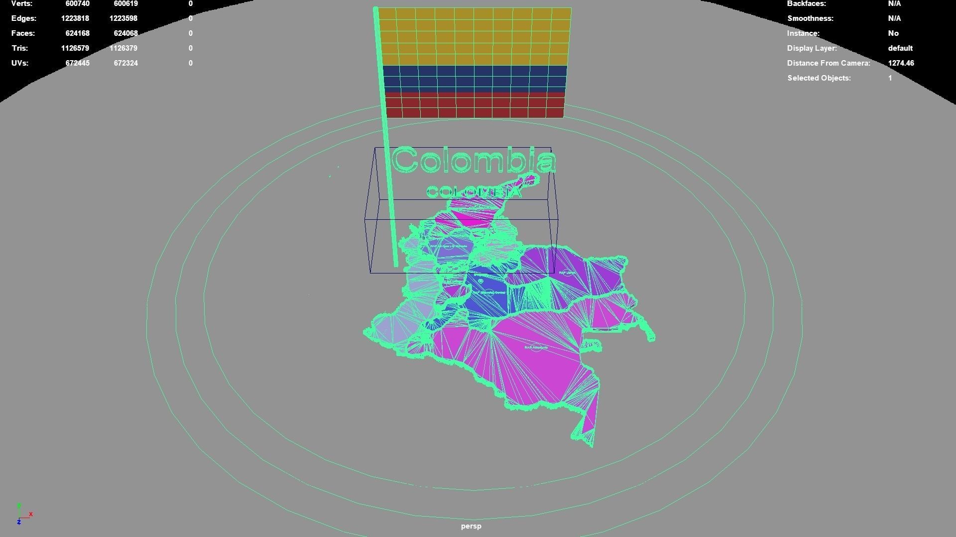 Colombia map region geography political geographic 3D model_1