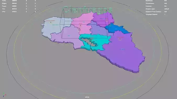 Cienfuegos  Cuba map region geography political geographic 3D model