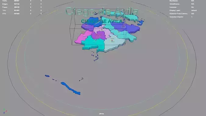 Ciego de Avila  Cuba map region geography political geographic 3D model