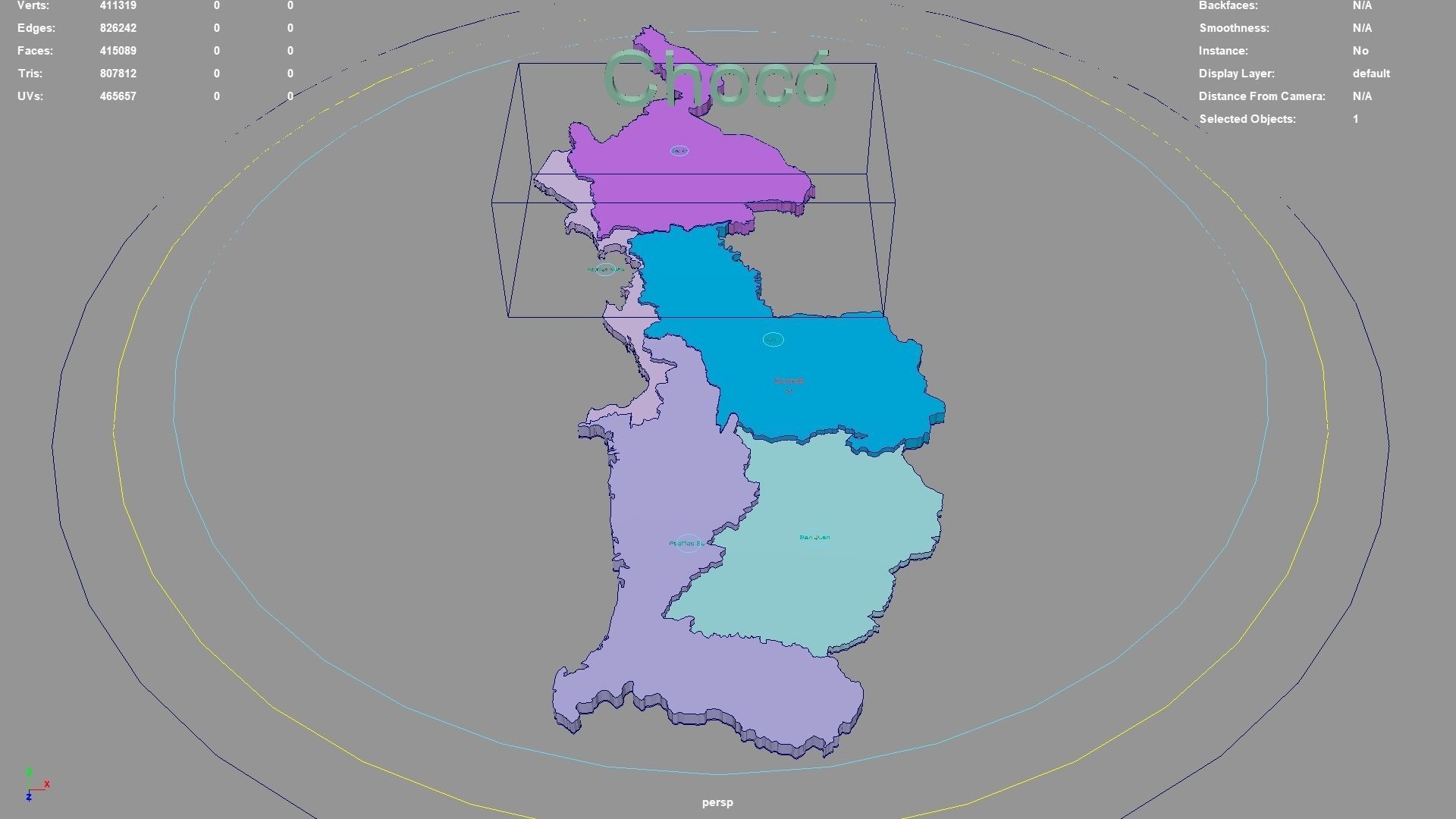 Choco RAP Pacifico Colombia Map Region Geography Political 3D Model 