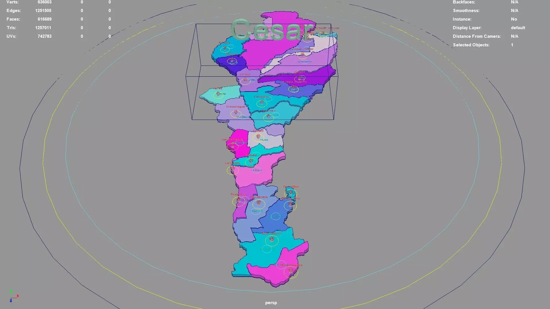 Cesar RAP Caribe Colombia map region geography political 3D model