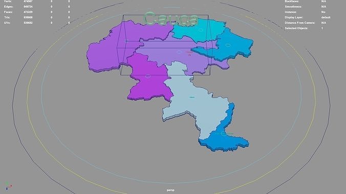 Cauca  RAP Pacifico  Colombia map region geography political 3D model