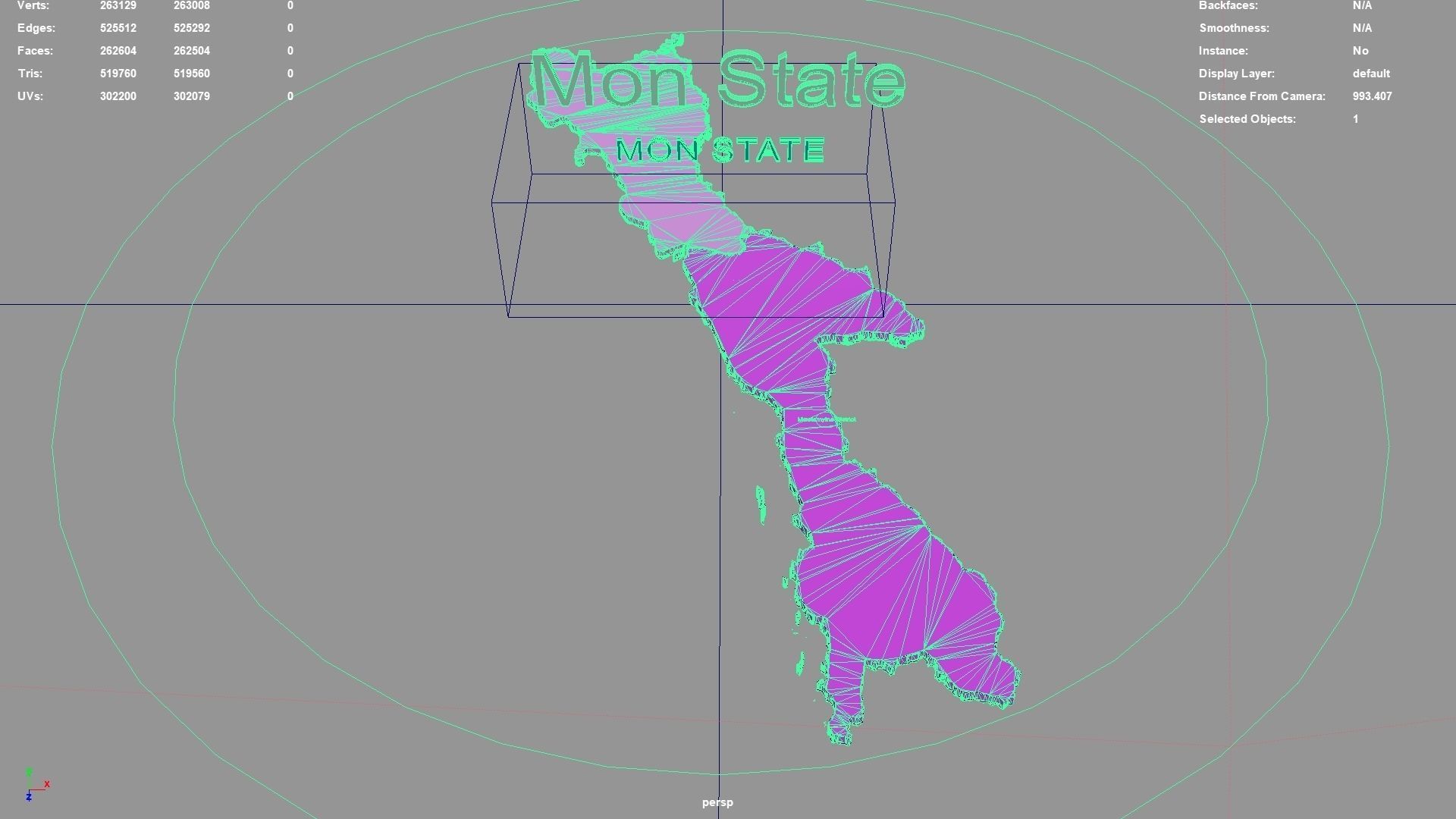 Mon State  Myanmar map region geography political geographic 3D model_3