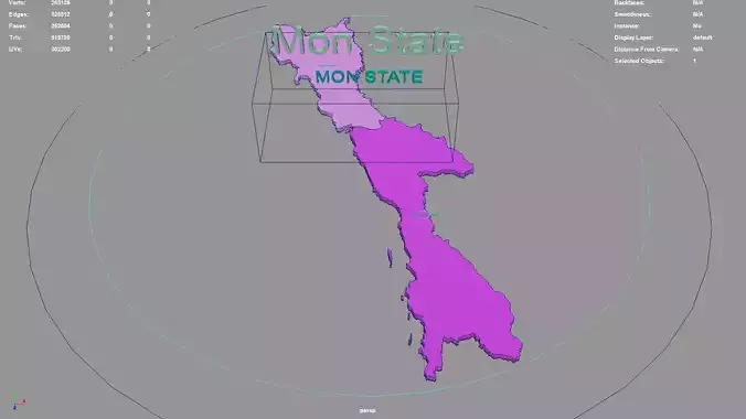 Mon State  Myanmar map region geography political geographic 3D model