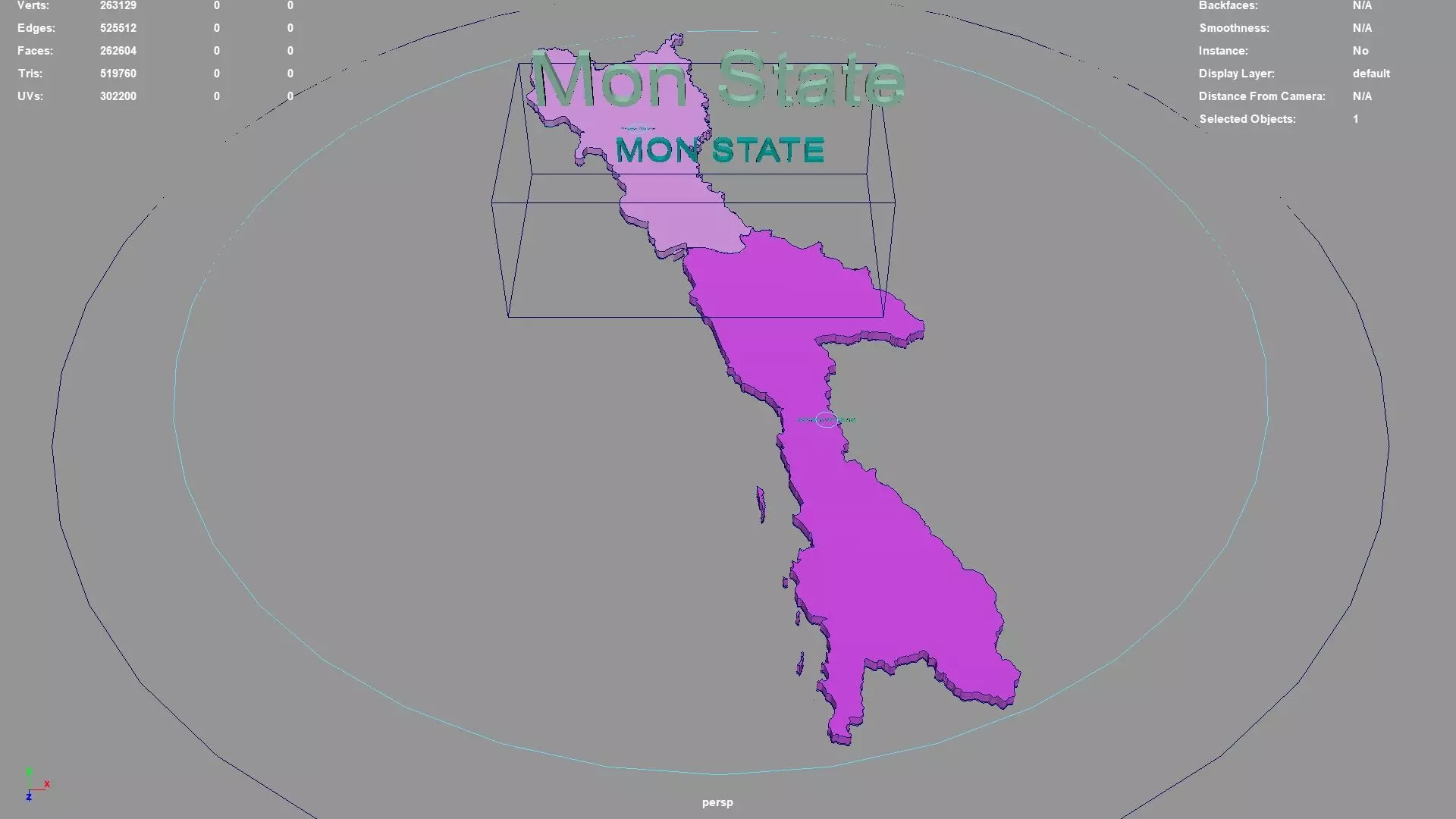 Mon State  Myanmar map region geography political geographic 3D model_0