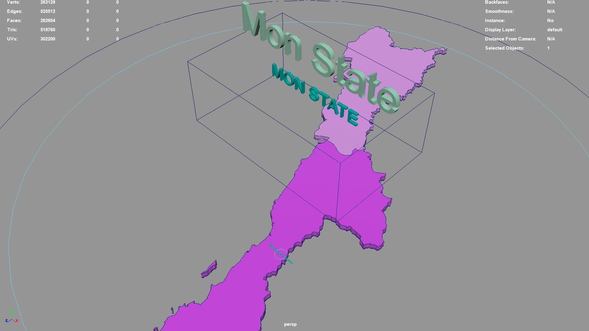 Mon State  Myanmar map region geography political geographic 3D model_2