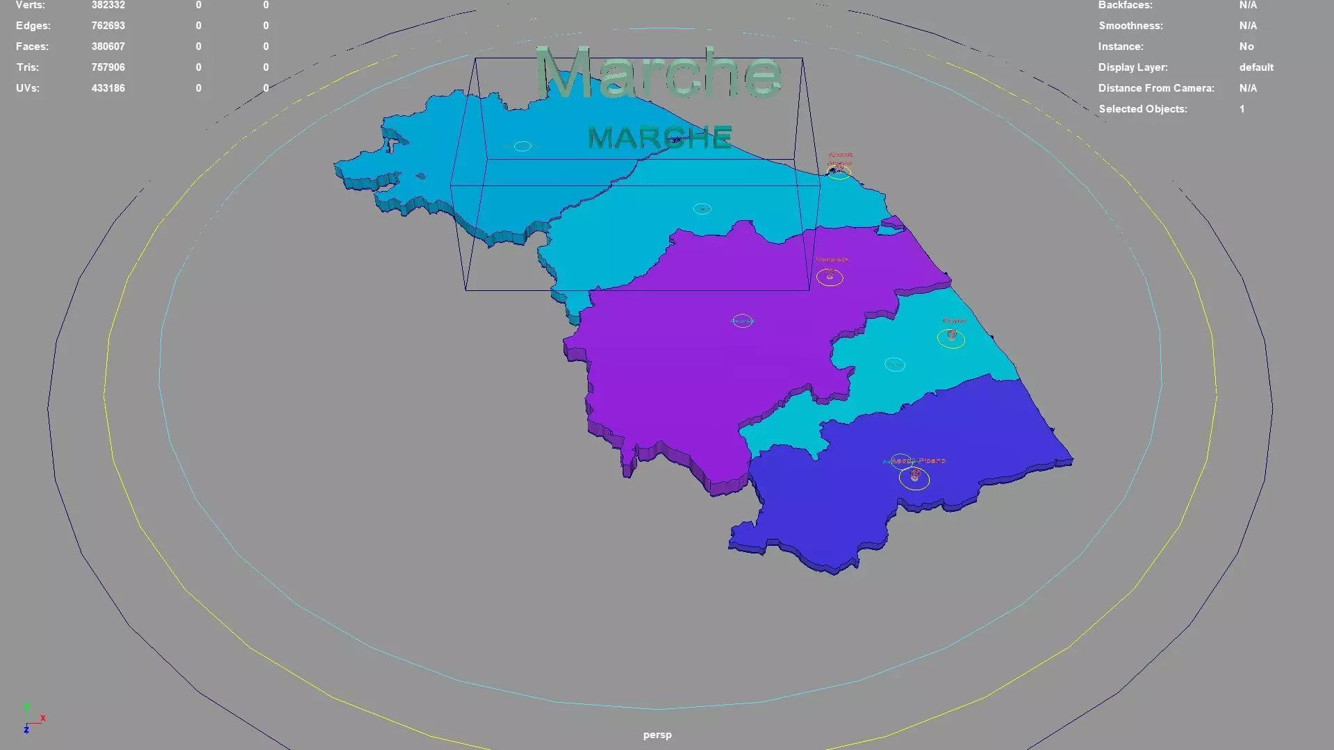 Marche Italy map region geography political geographic 3D model