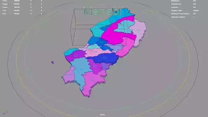 Manabi  Ecuador map region geography political geographic 3D model