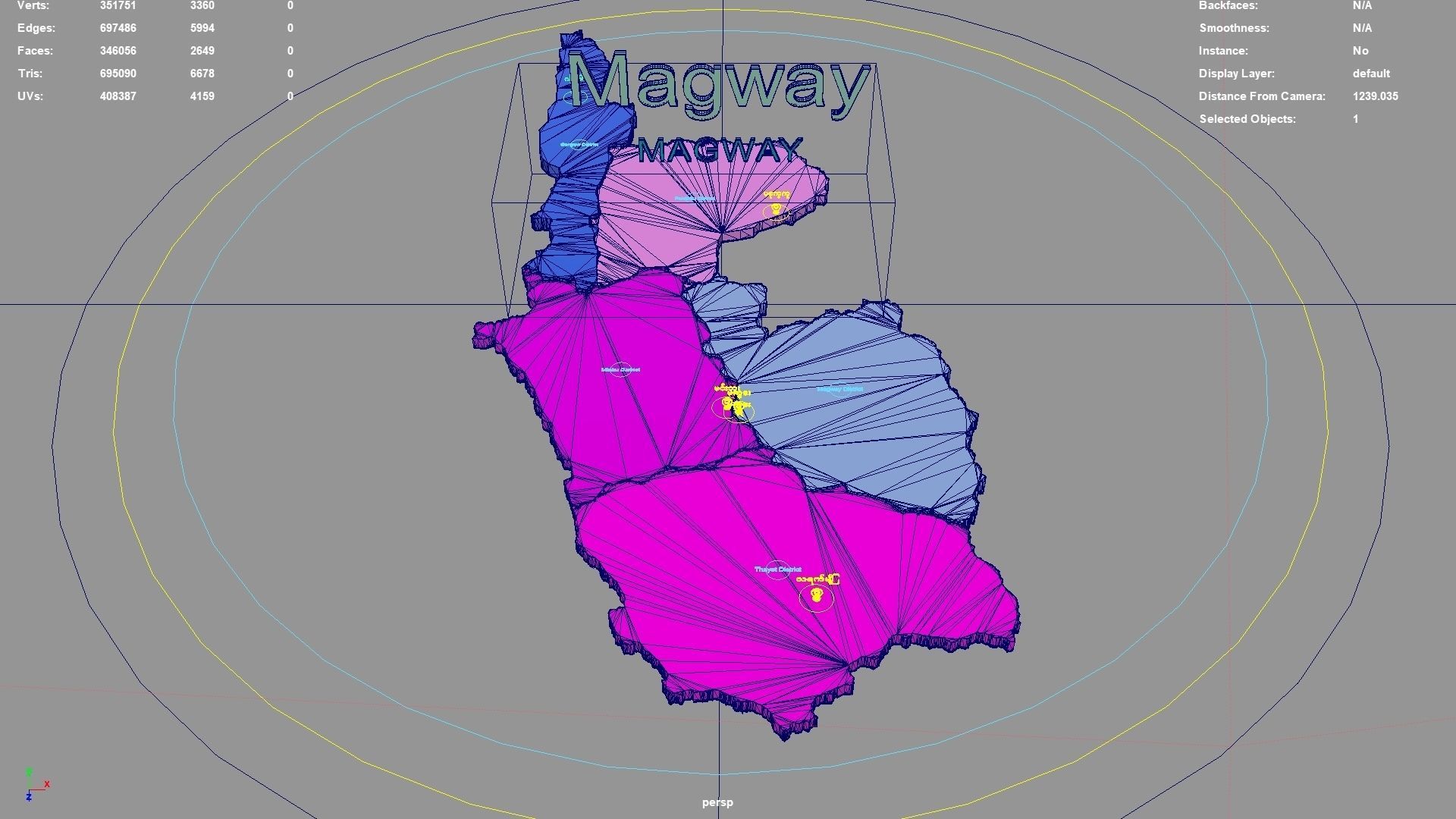 Magway  Myanmar map region geography political geographic 3D model_3