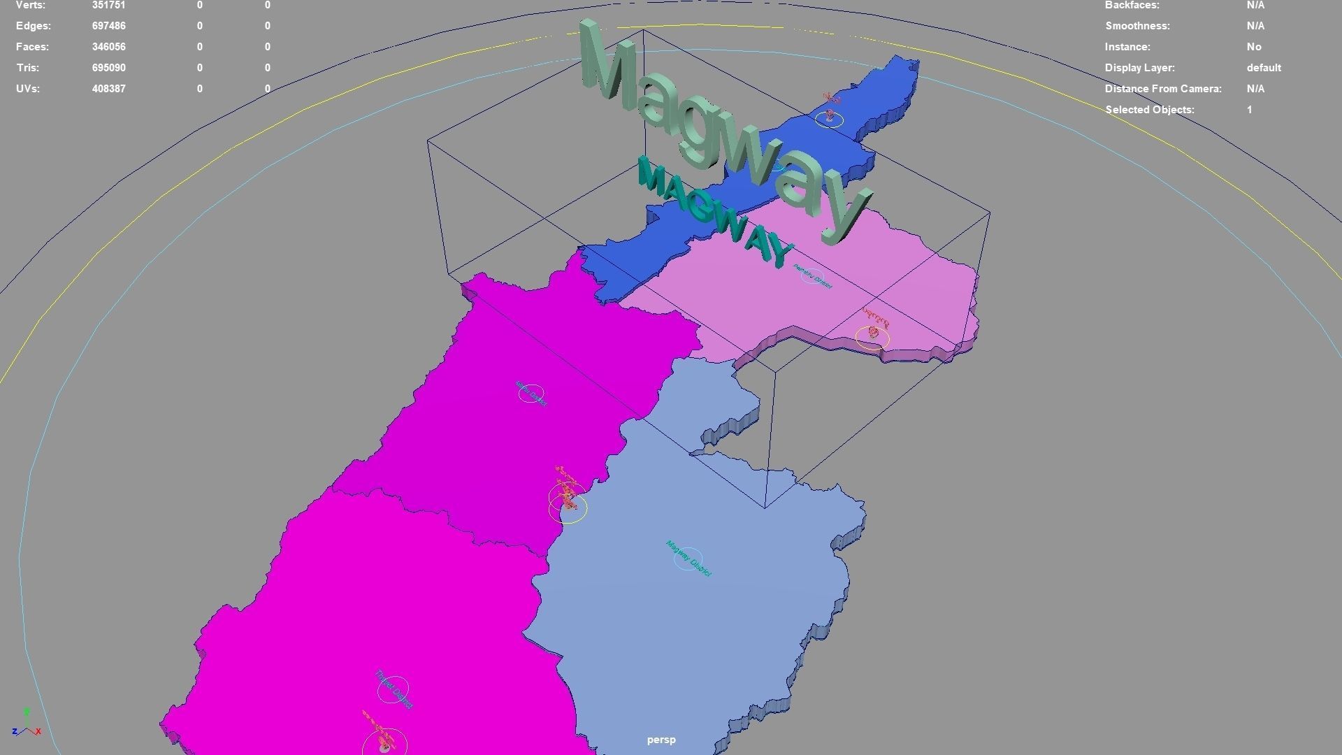 Magway  Myanmar map region geography political geographic 3D model_2