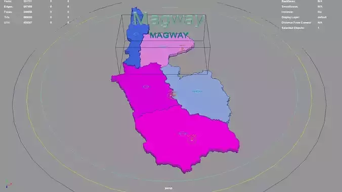 Magway  Myanmar map region geography political geographic 3D model Magway  Myanmar map region geography political geographic 3D model