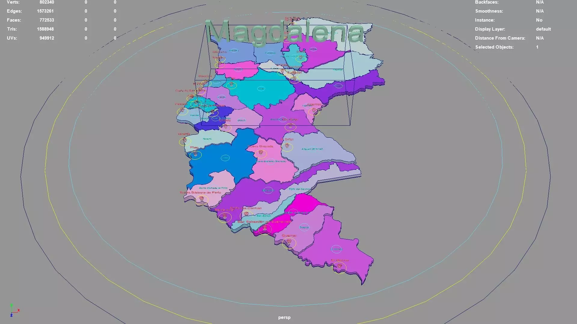 Magdalena RAP Caribe Colombia map region geography political 3D model