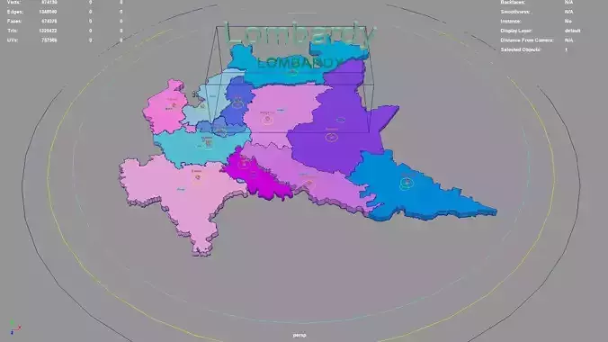 Lombardy  Italy map region geography political geographic