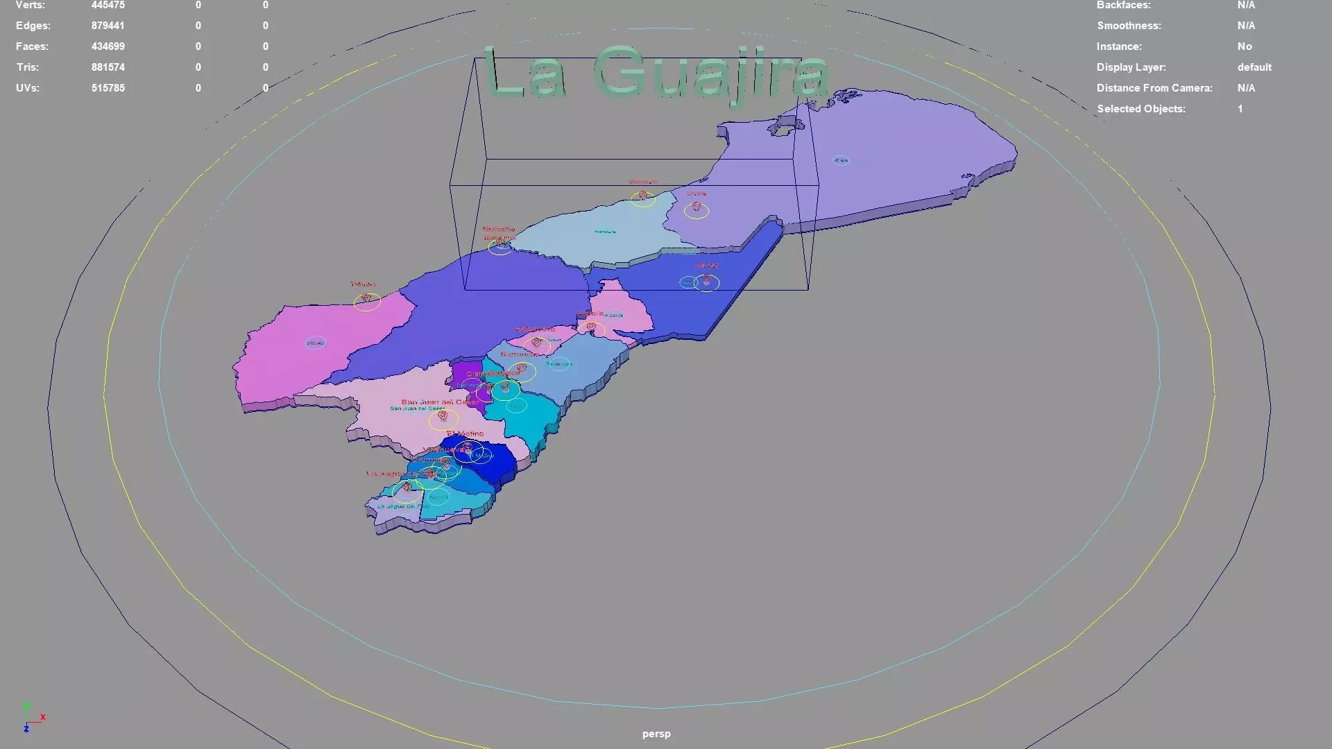 La Guajira RAP Caribe Colombia map region geography political 3D model
