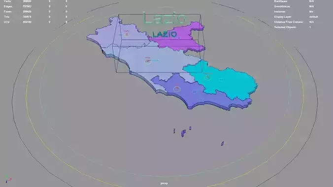 Lazio  Italy map region geography political geographic 3D model
