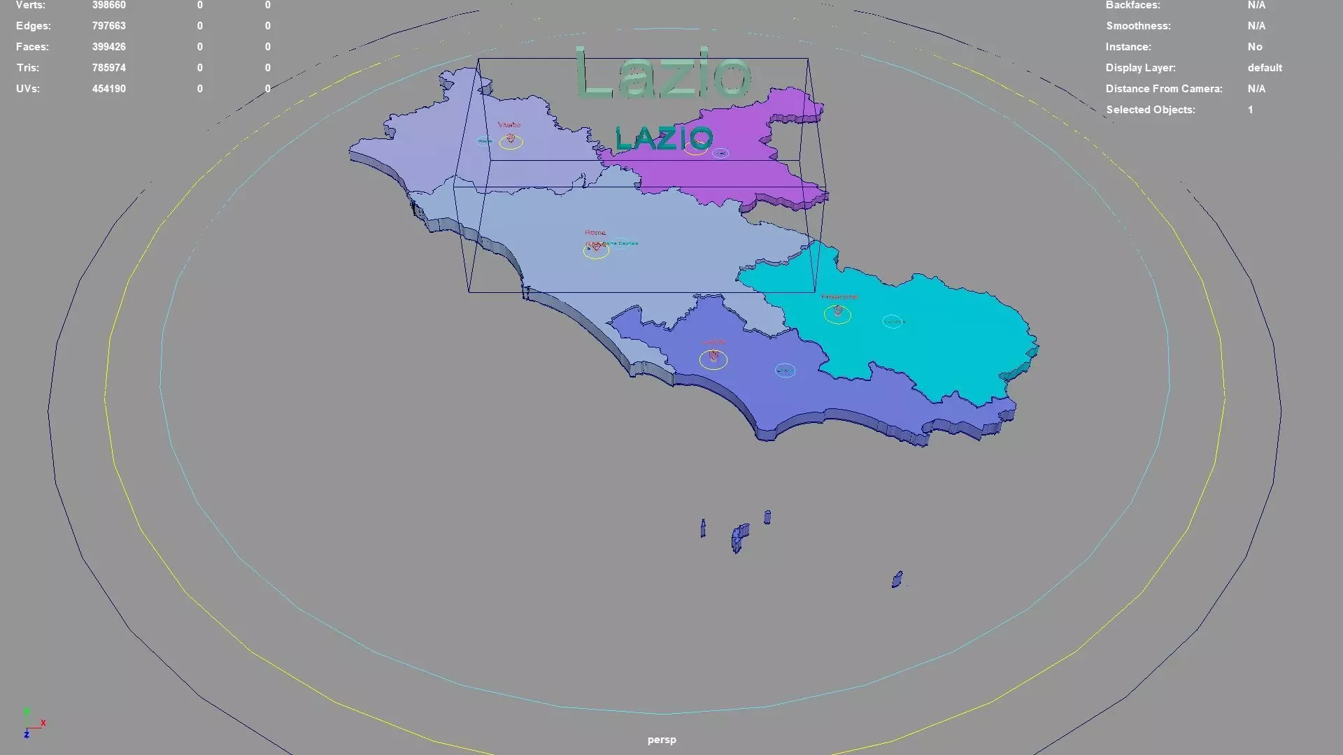 Lazio  Italy map region geography political geographic 3D model_0