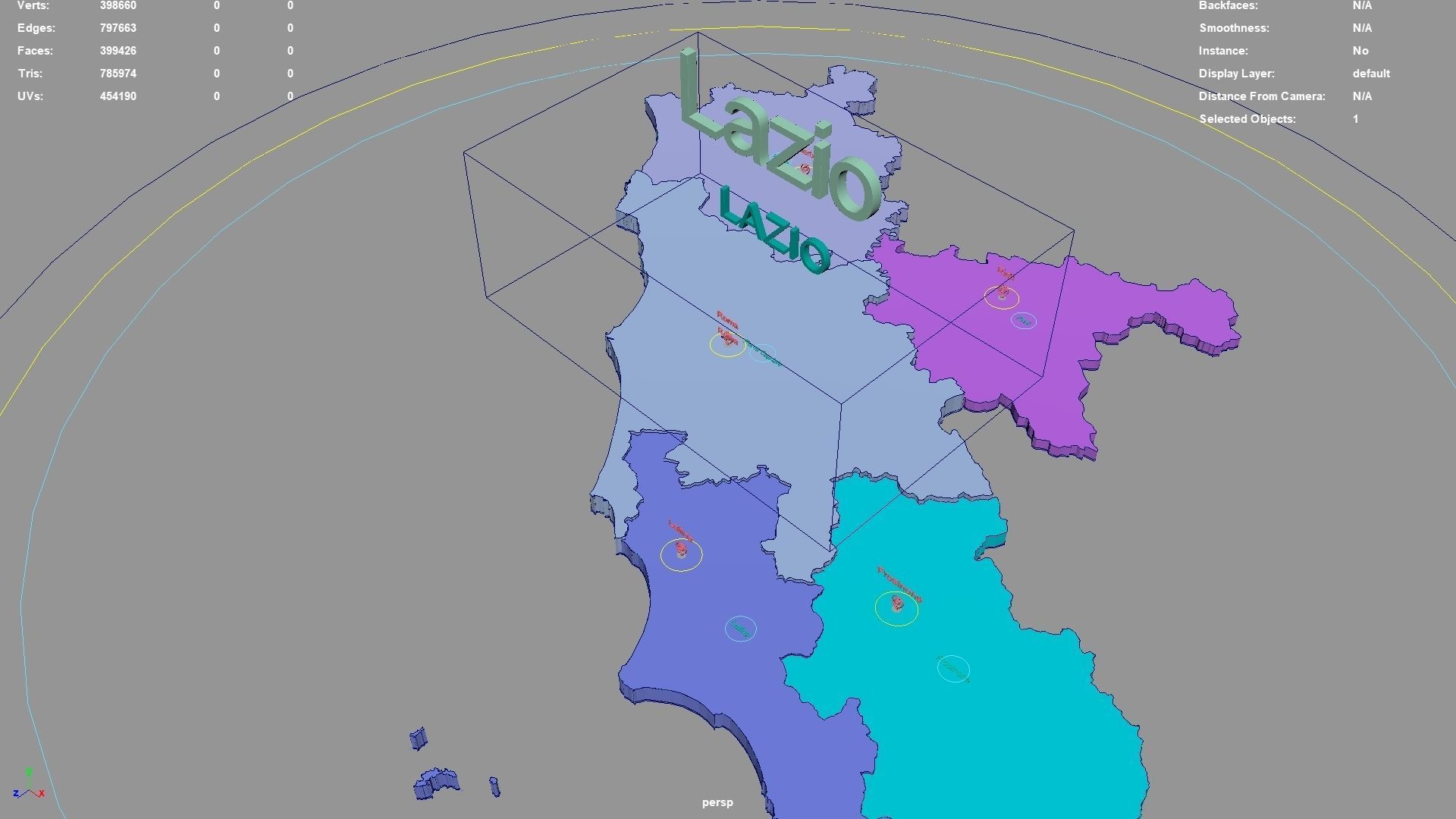 Lazio  Italy map region geography political geographic 3D model_2