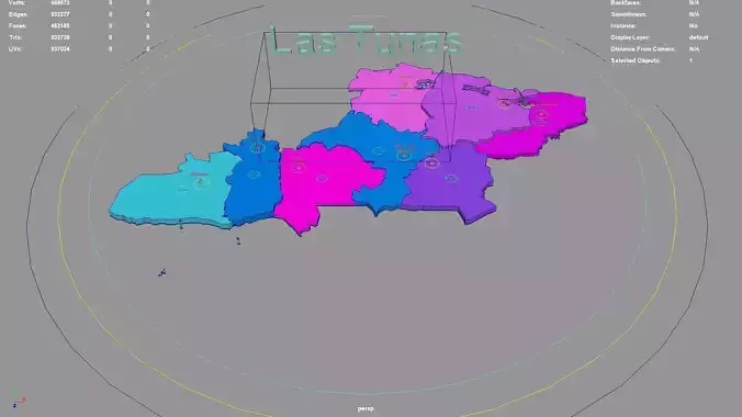 Las Tunas  Cuba map region geography political geographic 3D model