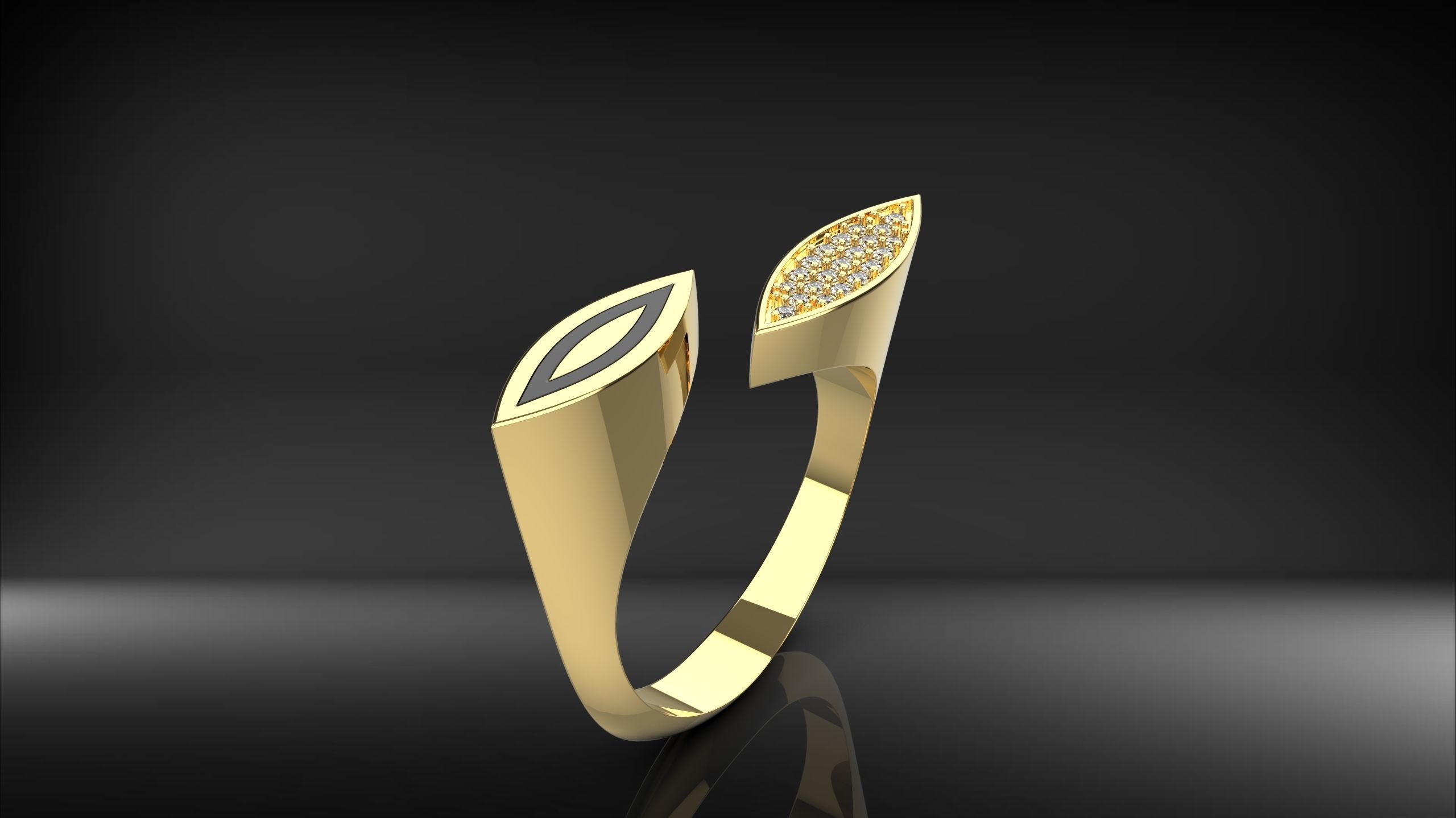 2 sided marquise ring with stones and enamel 3D print model_4