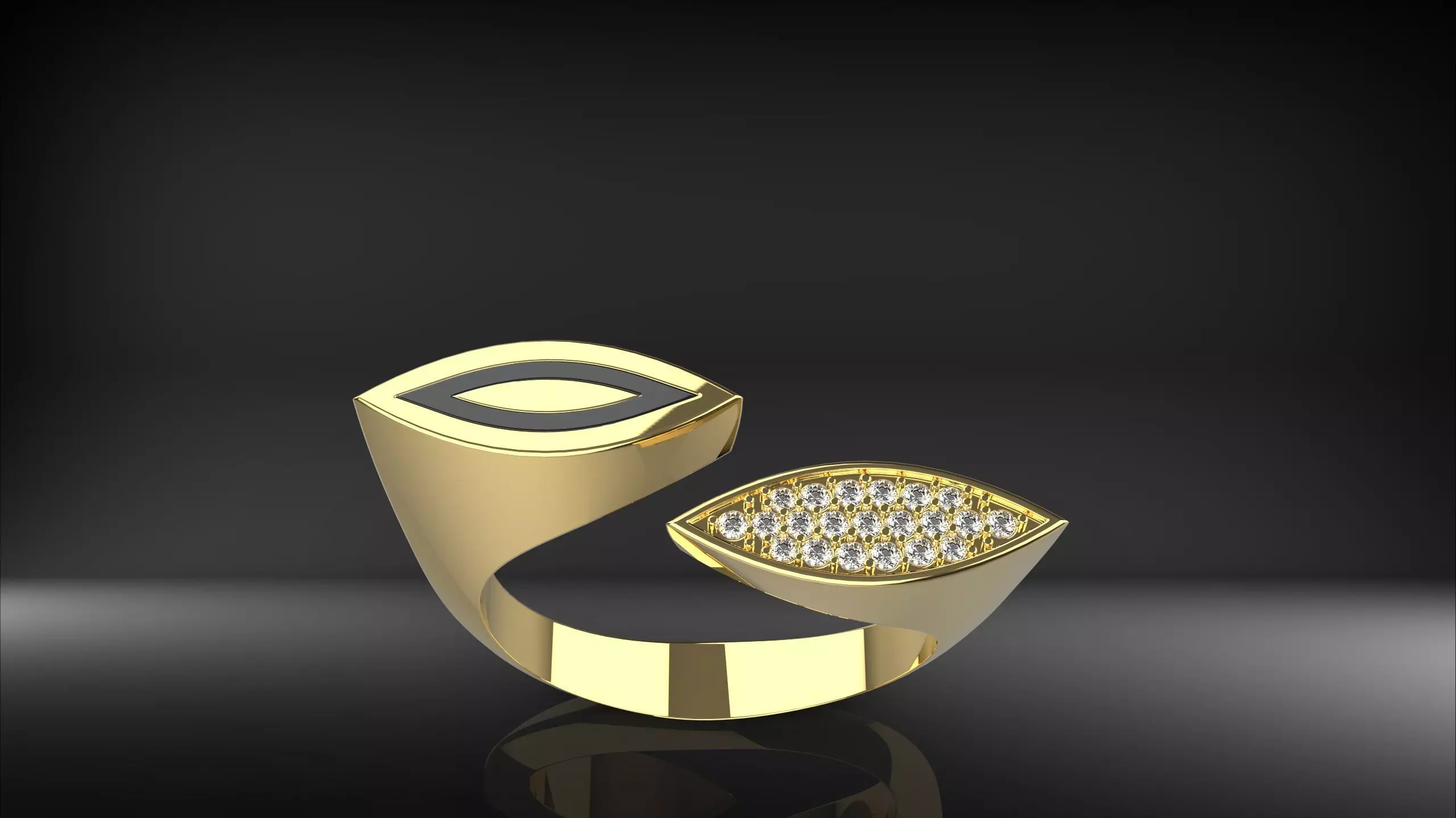 2 sided marquise ring with stones and enamel 3D print model_0