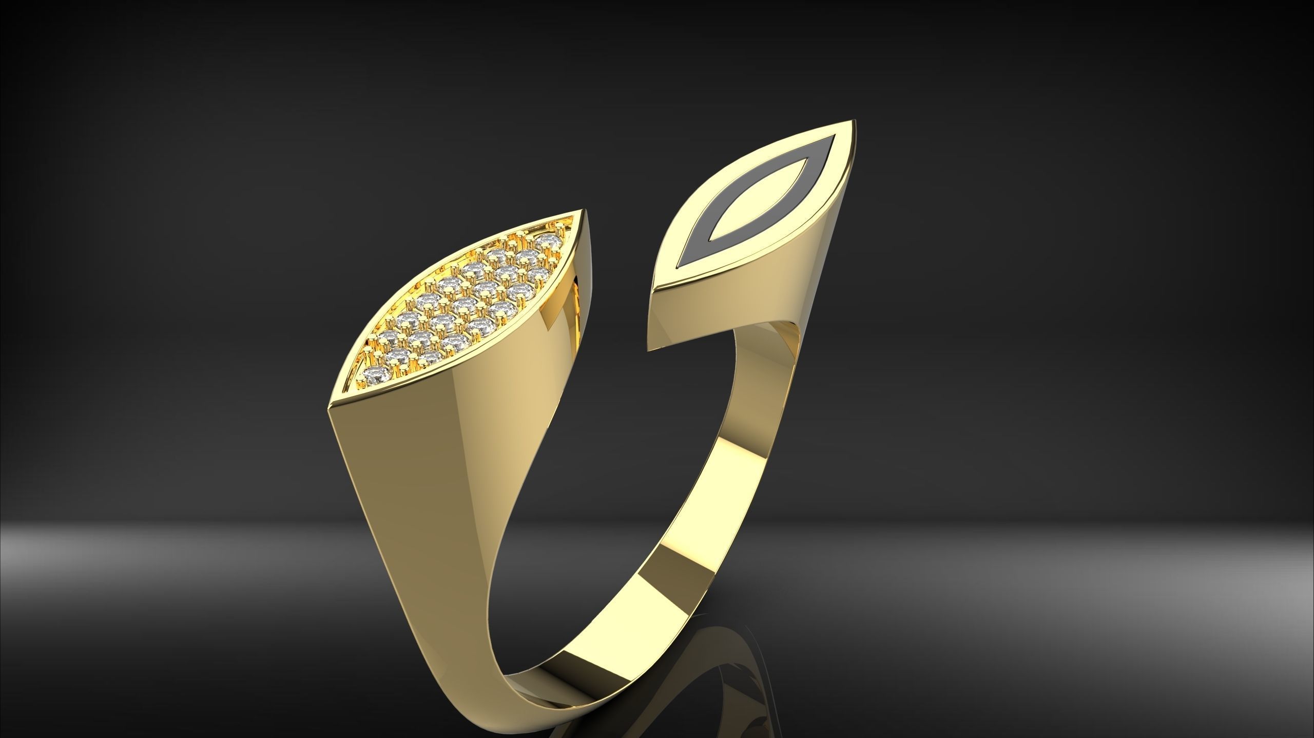 2 sided marquise ring with stones and enamel 3D print model_3