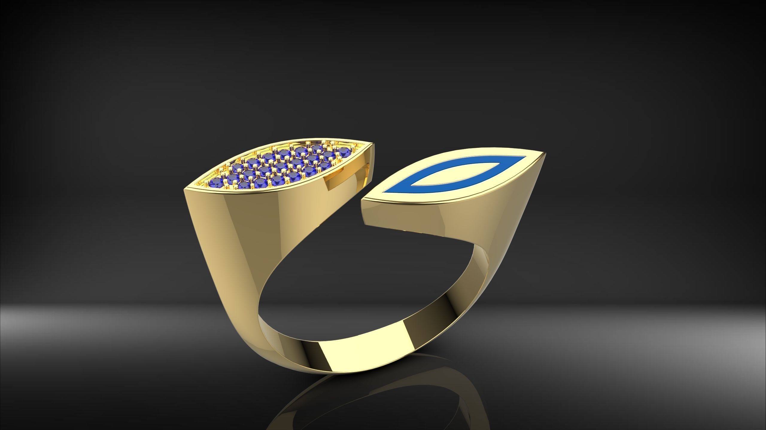 2 sided marquise ring with stones and enamel 3D print model_5