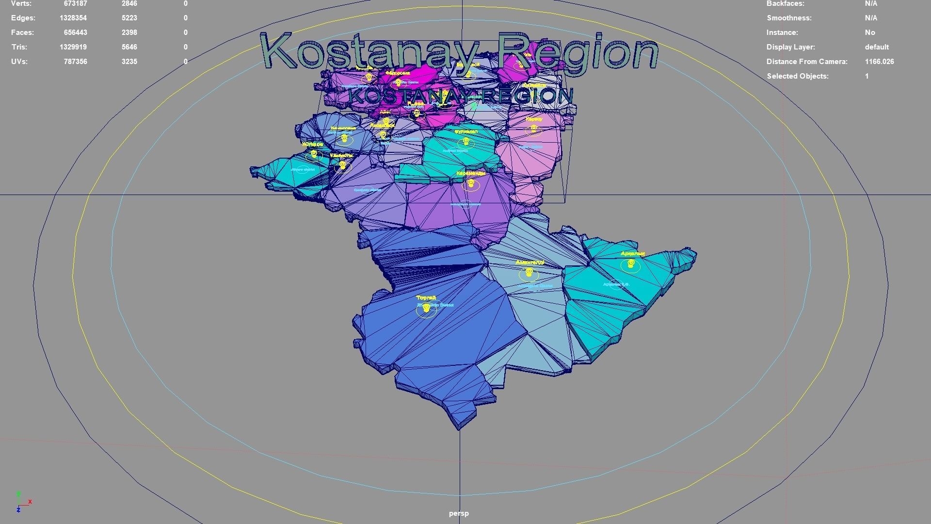 Kostanay Region Kazakhstan map region geography political 3D model ...
