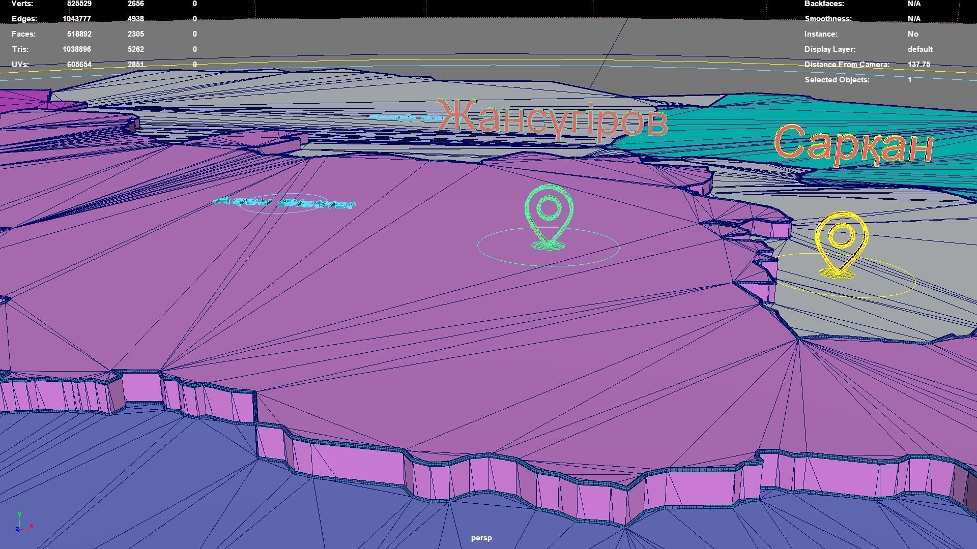 Jetisu Region Kazakhstan map region geography political 3D model rigged ...