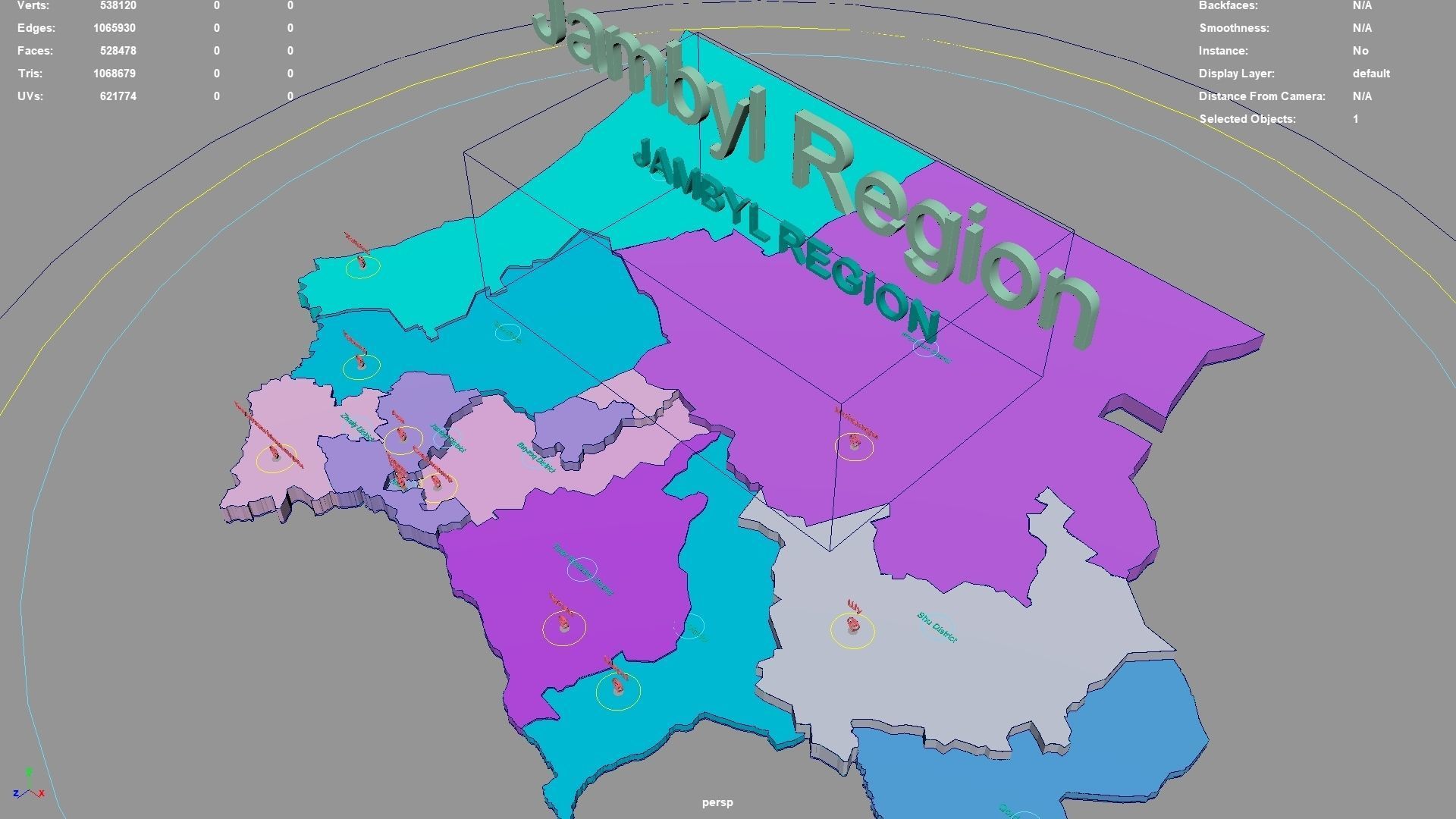Jambyl Region Kazakhstan map region geography political 3D model rigged ...
