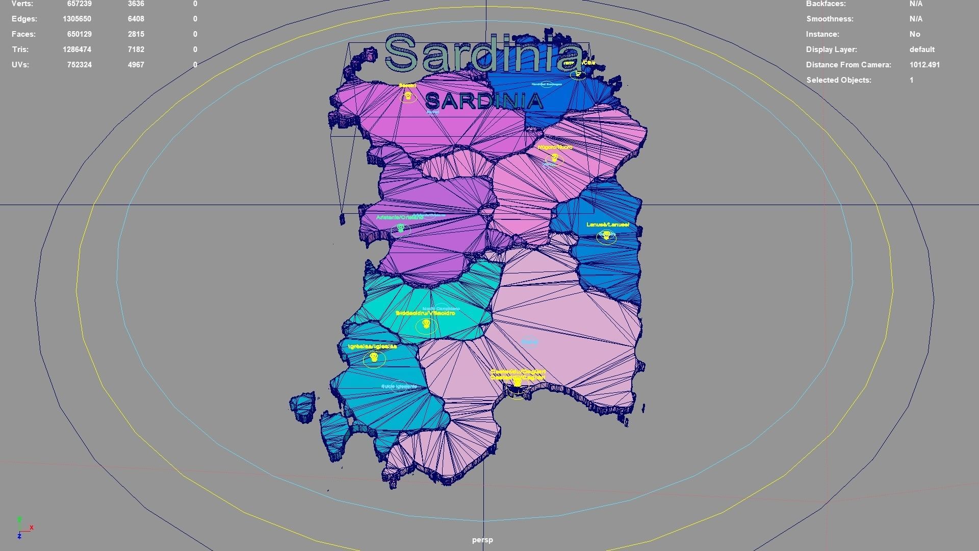 Sardinia  Italy map region geography political geographic 3D model_3