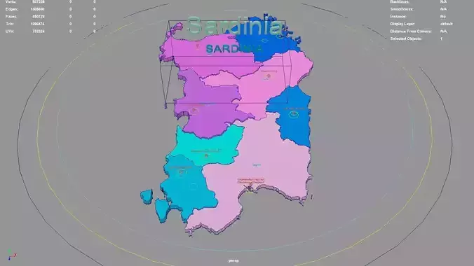 Sardinia  Italy map region geography political geographic 3D model