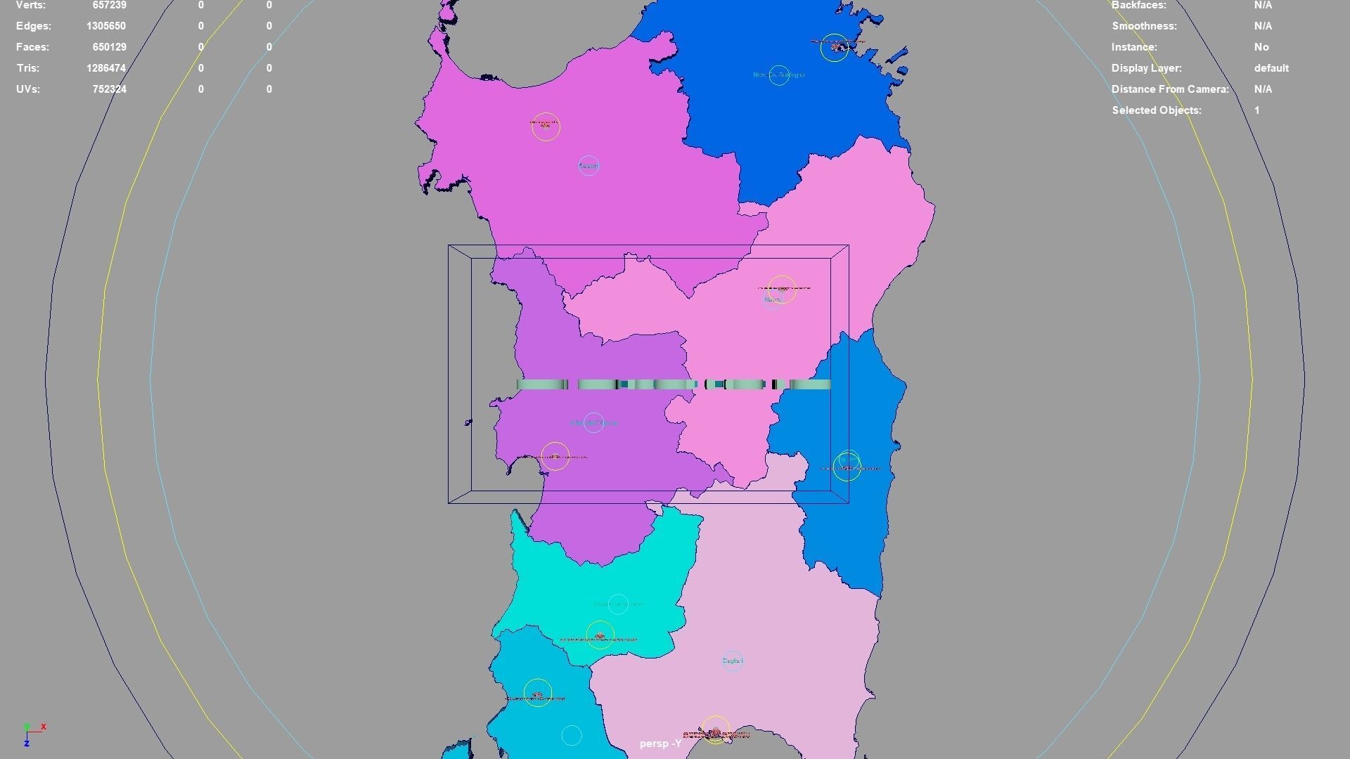 Sardinia  Italy map region geography political geographic 3D model_1
