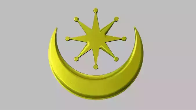 Ancient design star and crescent Islamic Muslim Symbol 3d Model