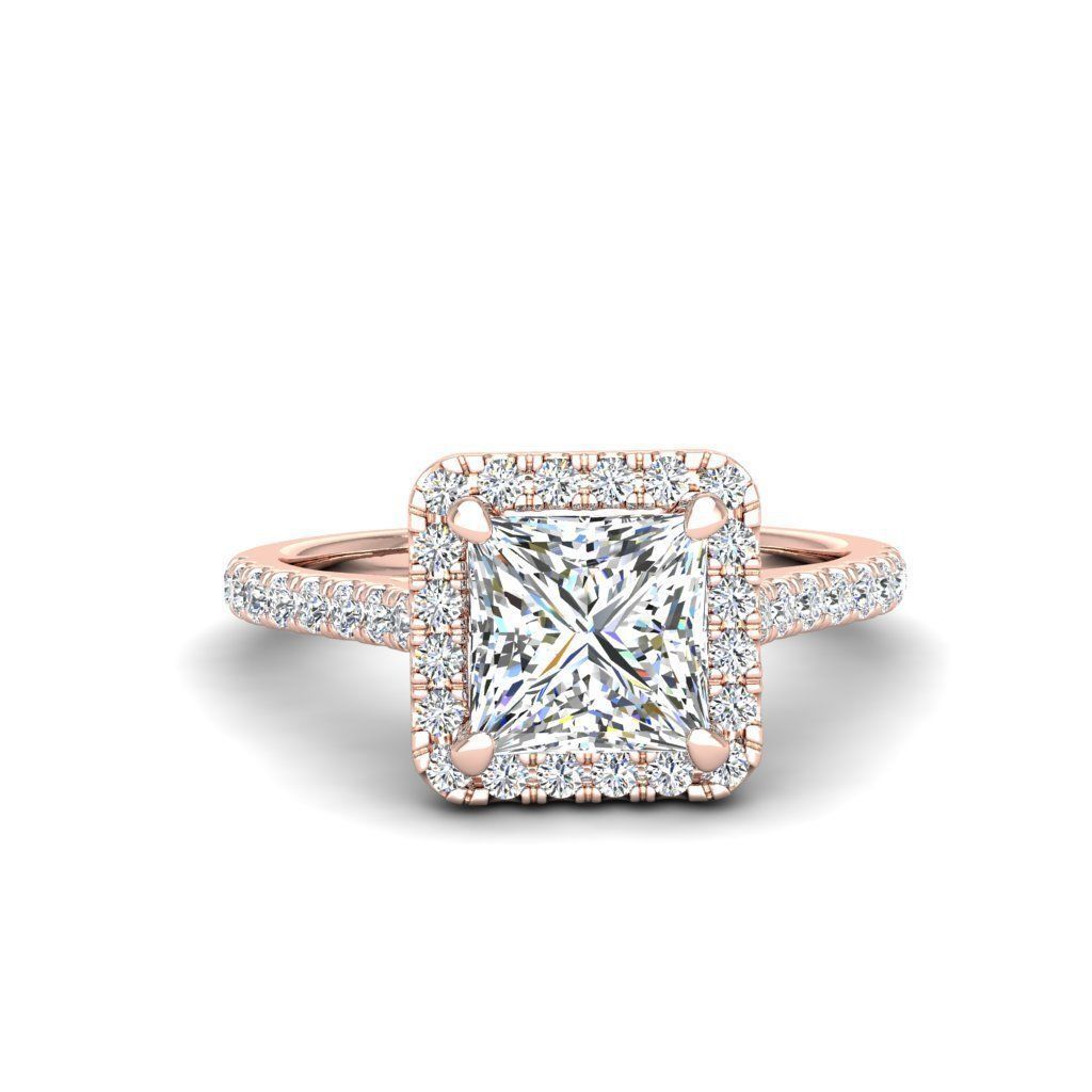 Engagement ring Mia princess 3D print model_27