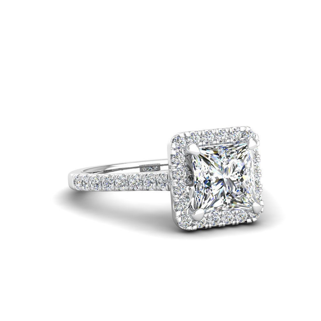 Engagement ring Mia princess 3D print model_28