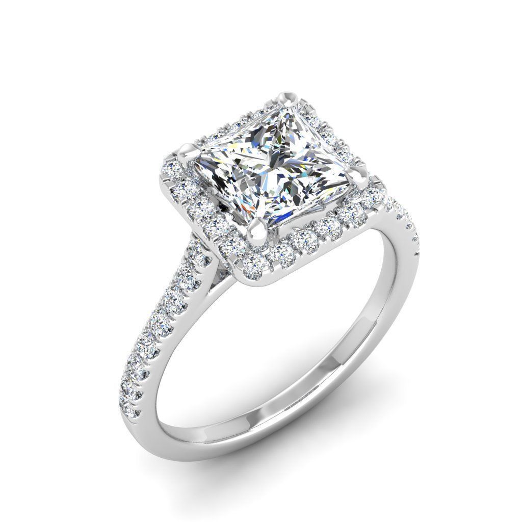 Engagement ring Mia princess 3D print model_12