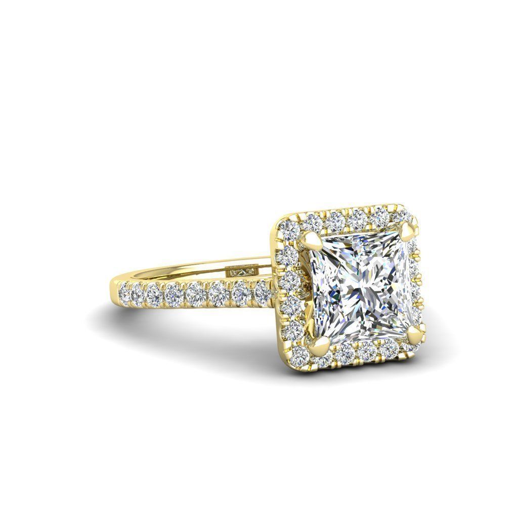 Engagement ring Mia princess 3D print model_8