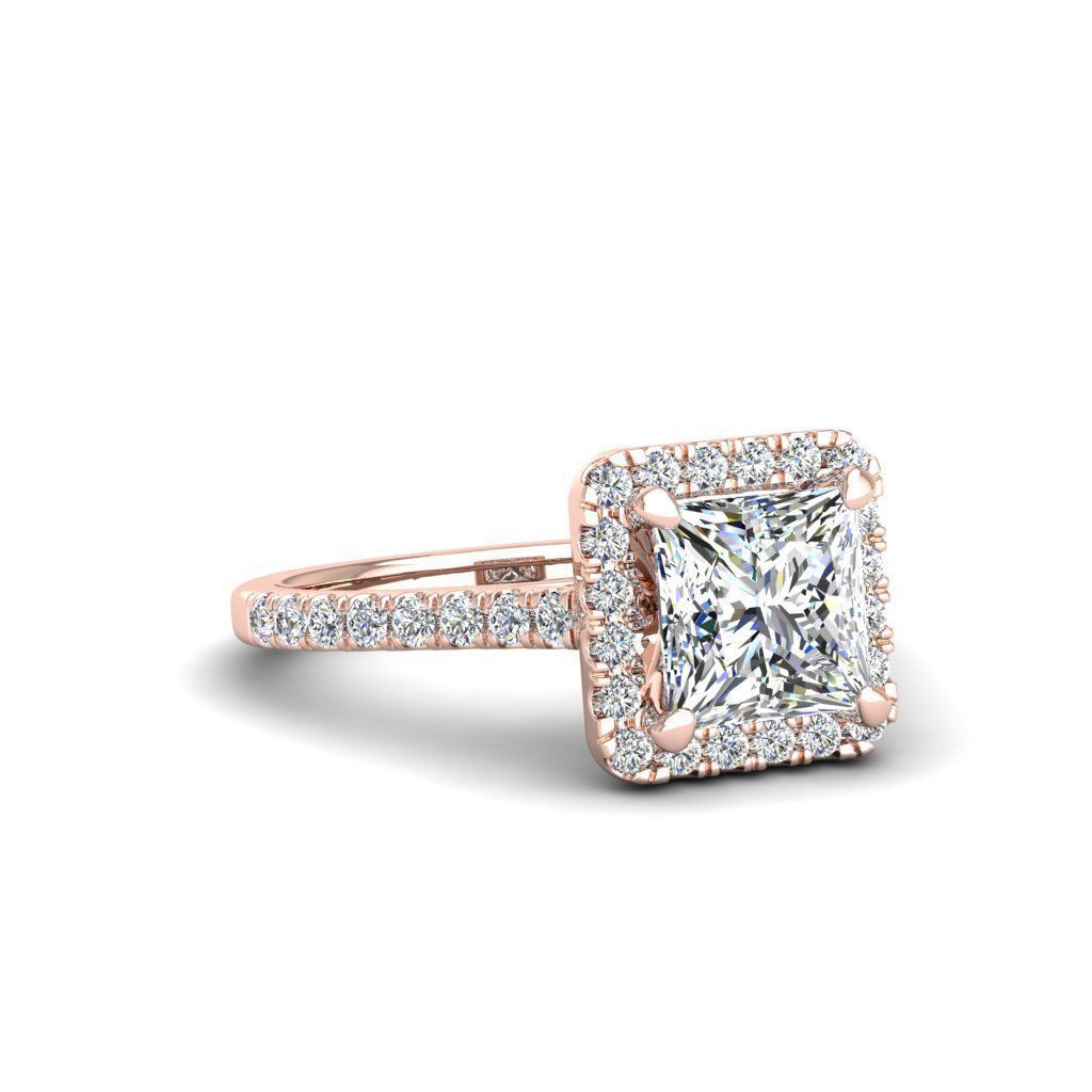 Engagement ring Mia princess 3D print model_9