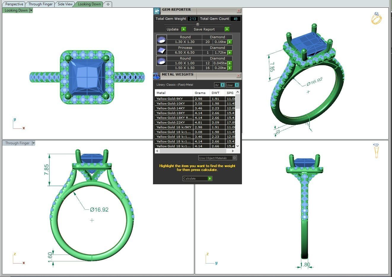 Engagement ring Mia princess 3D print model_7