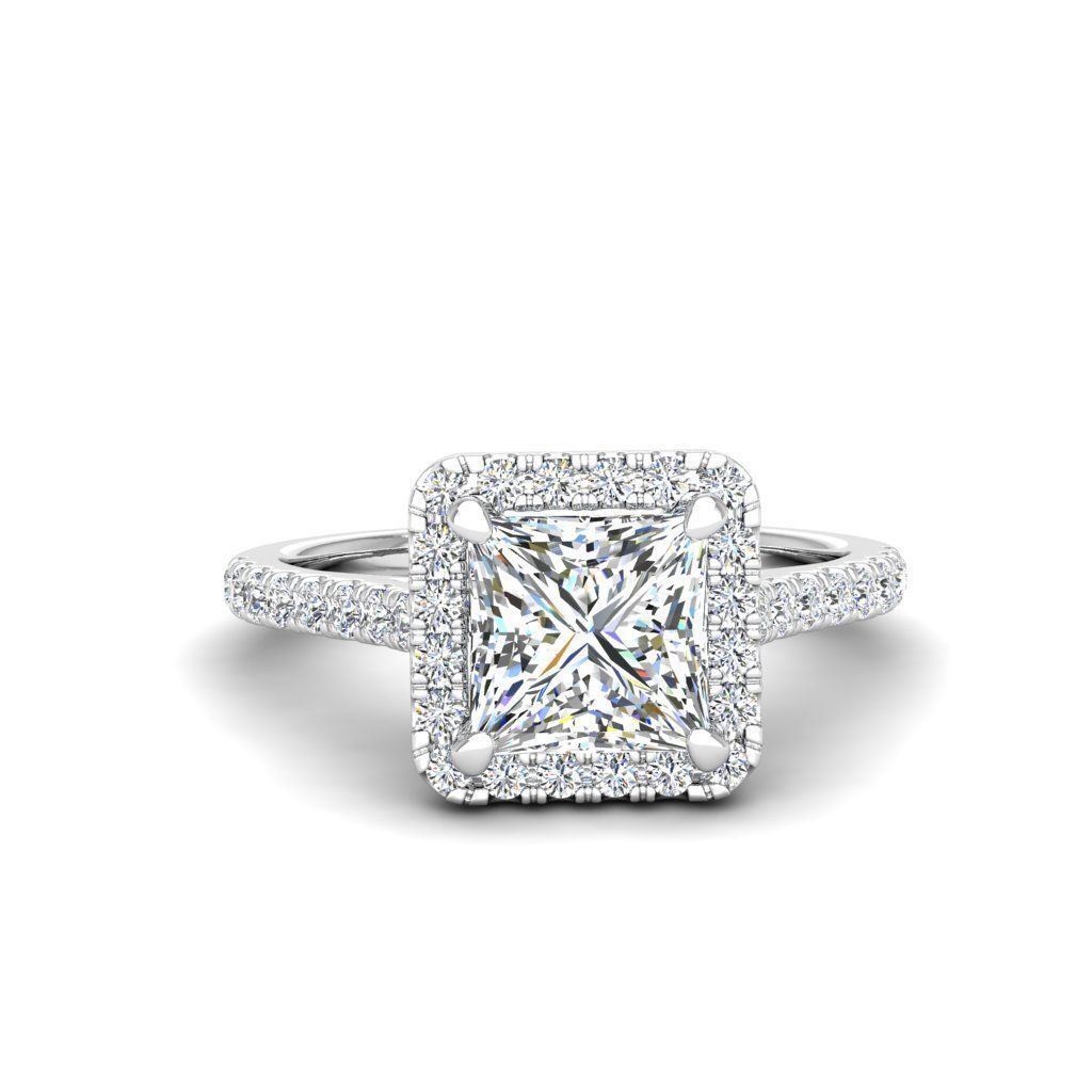 Engagement ring Mia princess 3D print model_1