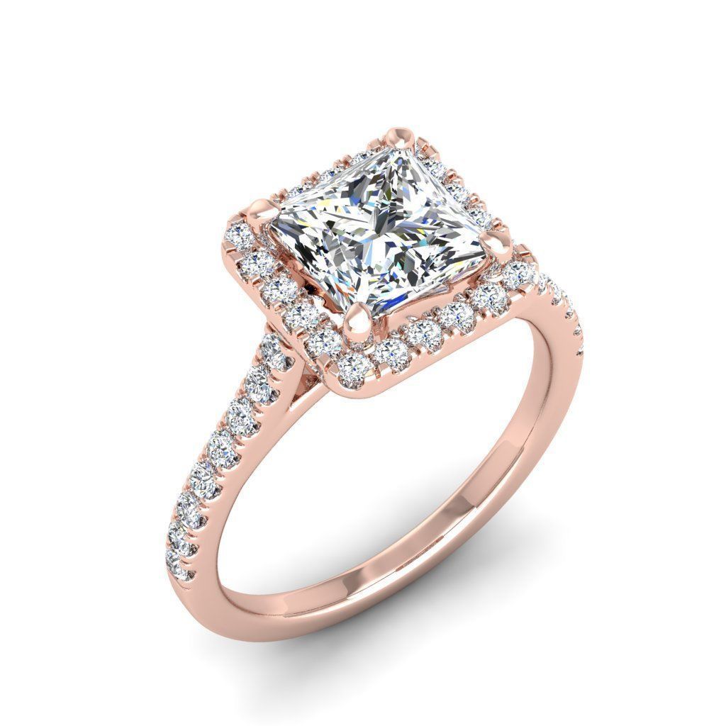 Engagement ring Mia princess 3D print model_14