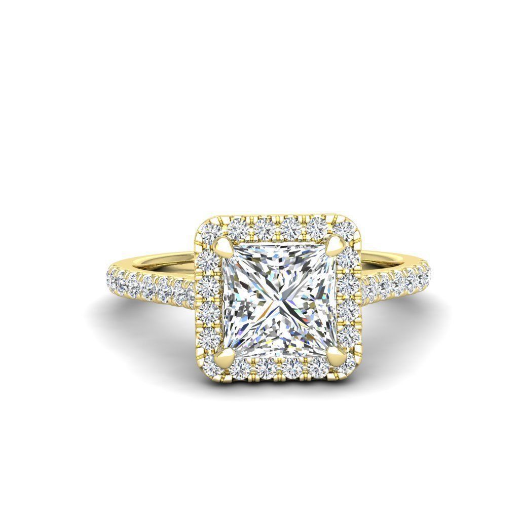 Engagement ring Mia princess 3D print model_18