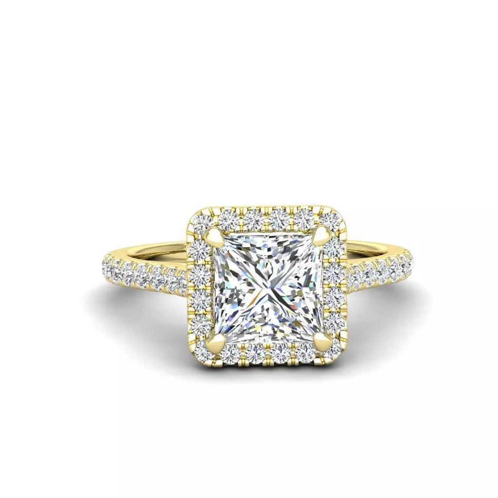 Engagement ring Mia princess 3D print model_0