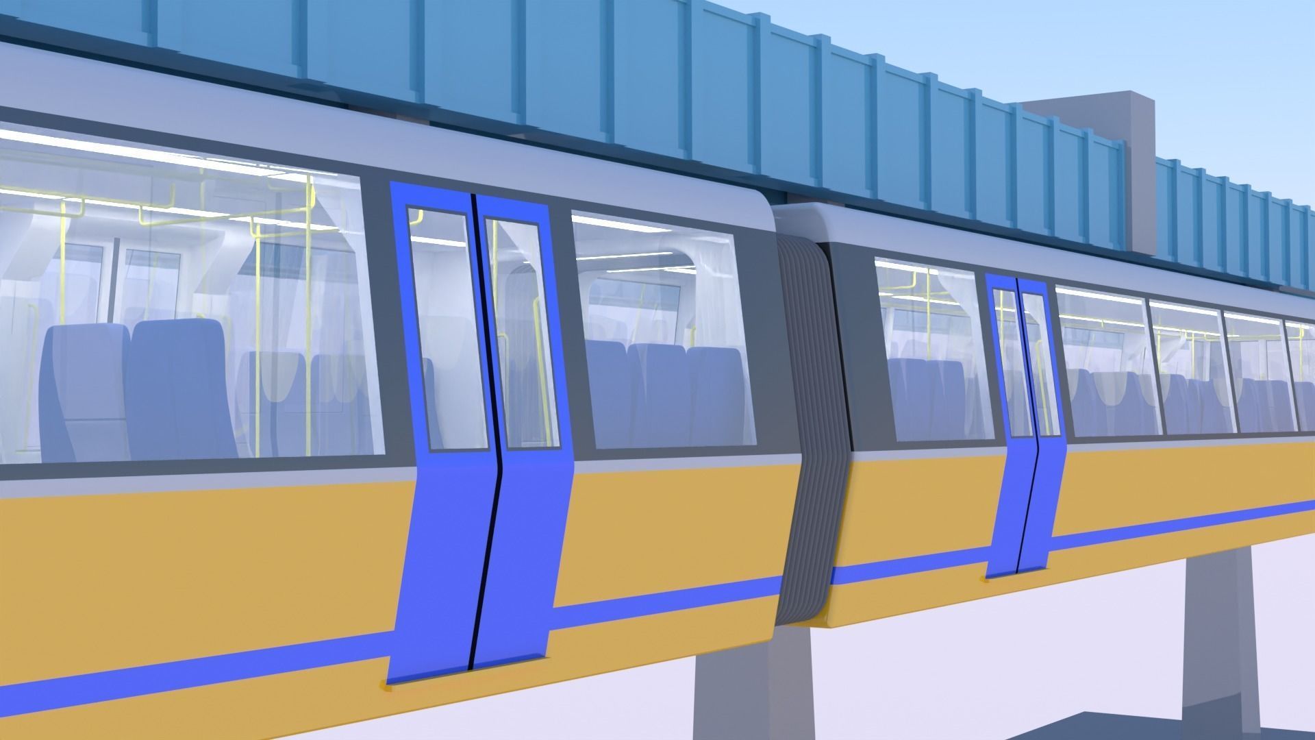 Elevated train 2023 3D model_6