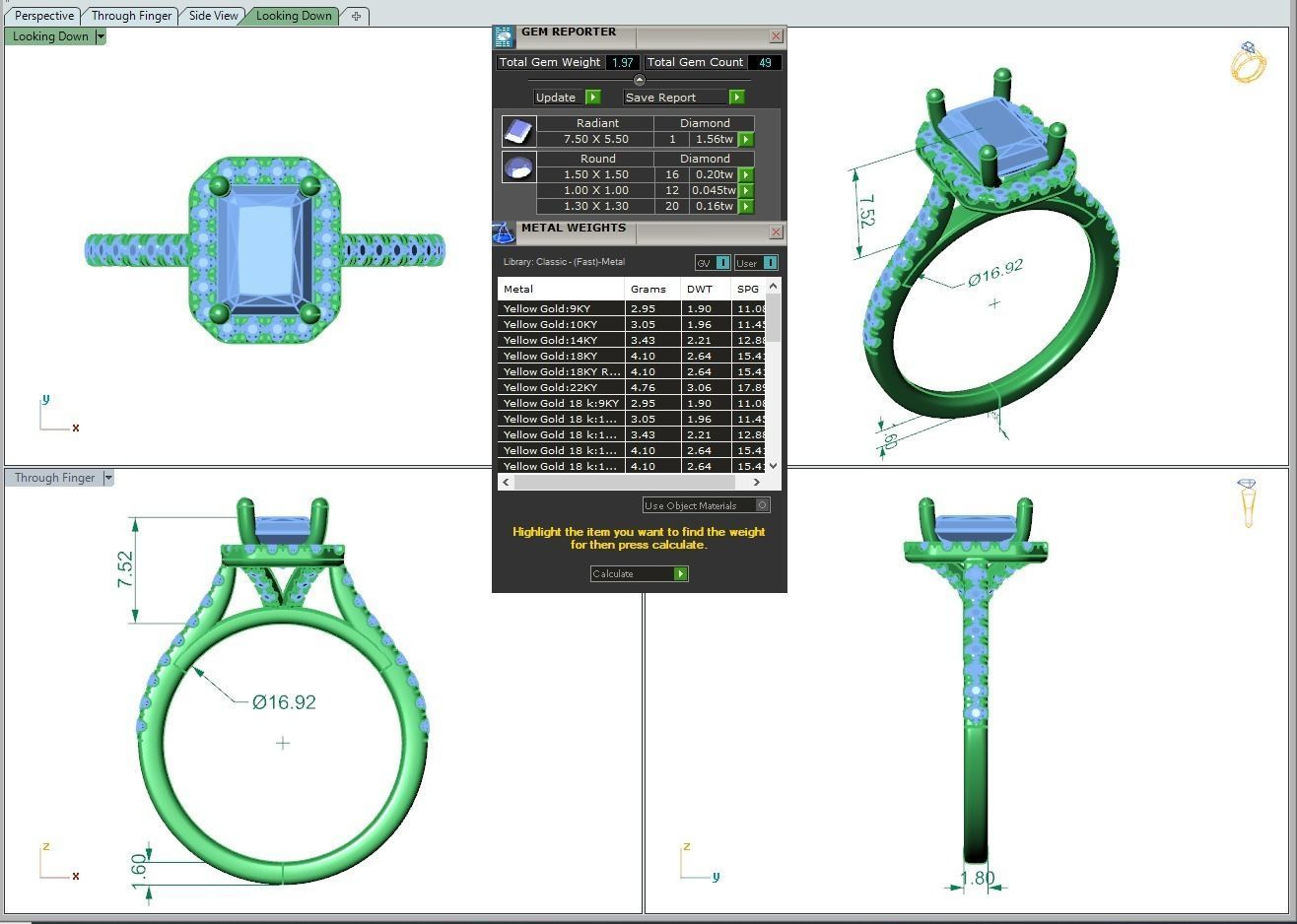 Engagement ring Mia radiant 3D print model_7